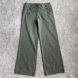 NWT Vintage H Hilfiger  Y2K Green Twill Wide Leg Pants  Size 4 Mid Rise